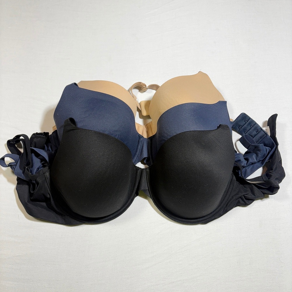 Calvin Klein TShirt Bra Lot of 3 Black Blue Nude Smooth Full Coverage 36C